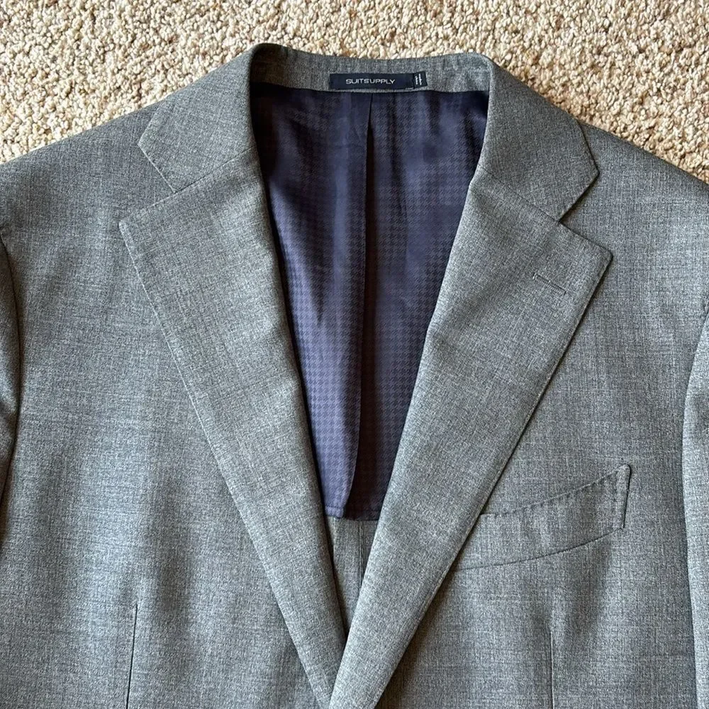 2022 SuitSupply Suit Supply La Spalla 21 Micron Tropical Wool Blazer Slim 46 R